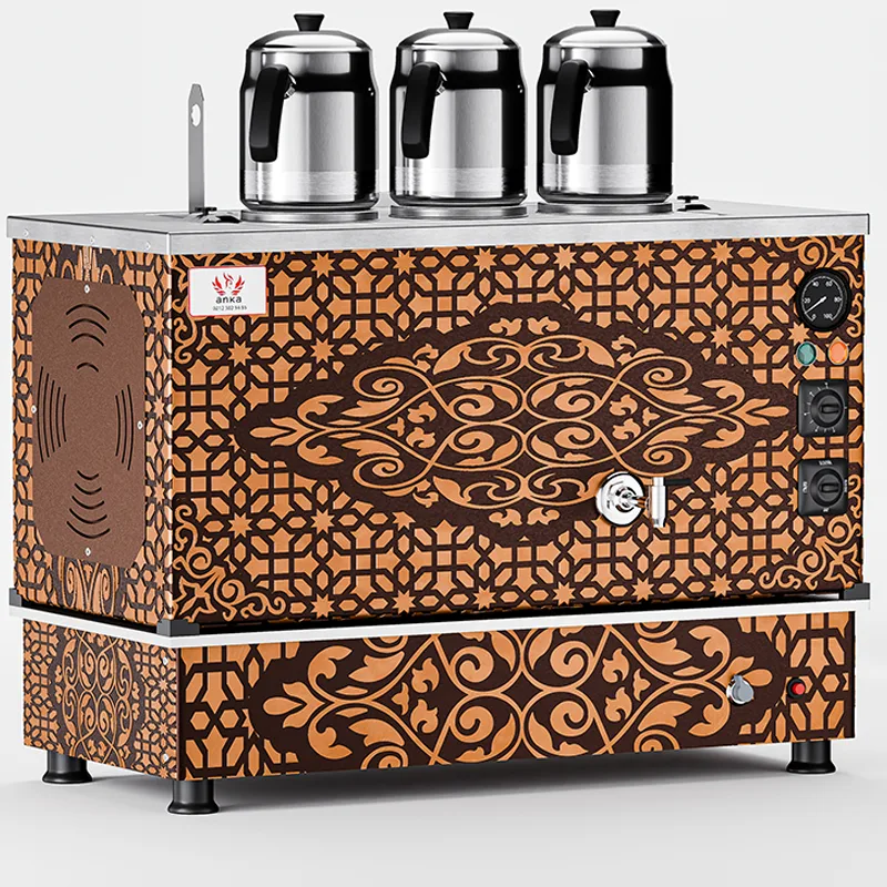 Anka Pro Kompakt Full Otomatik Çay Kazanı, 3 Demlikli, 30 Litre, Bakır