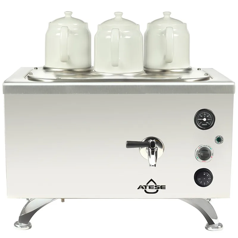 Ateşe Efes Analog Çay Kazanı, Elektrikli, Inox, 3 Demlikli