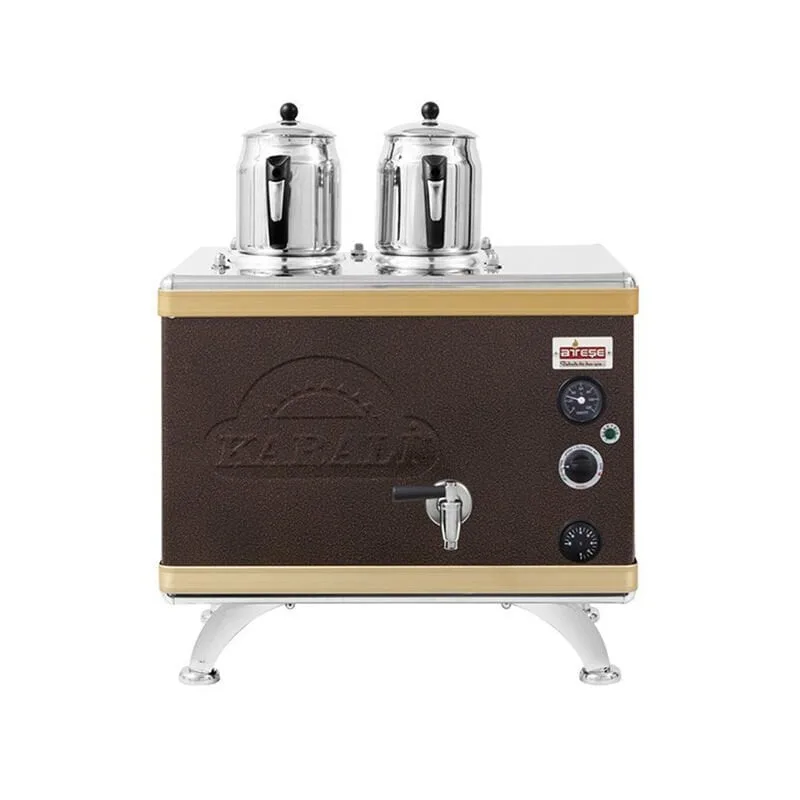 Ateşe Gold Compact Otomatik Gazlı Elektrikli Statik 2 Demlikli Çay Kazanı, 24 Litre, GCSGE02