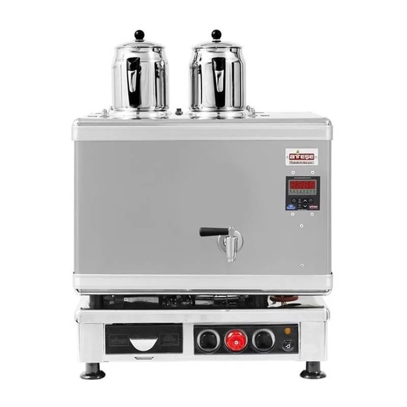 Ateşe Titanium Akıllı Dijital Gazlı Elektrikli İnox 2 Demlikli Çay Kazanı, 24 Litre