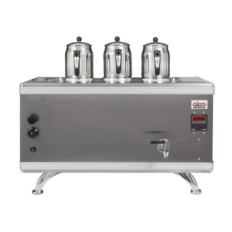 Ateşe Titanium Compact Akıllı Gazlı Elektrikli İnox 3 Demlikli Çay Kazanı, 34 Litre