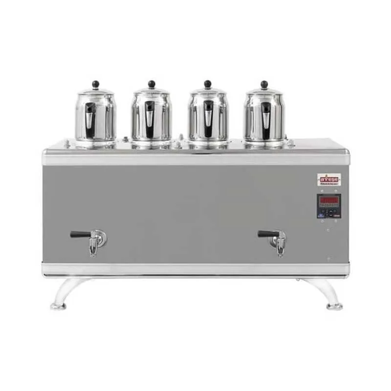 Ateşe Titanium Compact Akıllı Gazlı Elektrikli İnox 4 Demlikli Çay Kazanı, 45 Litre, TCIGE04