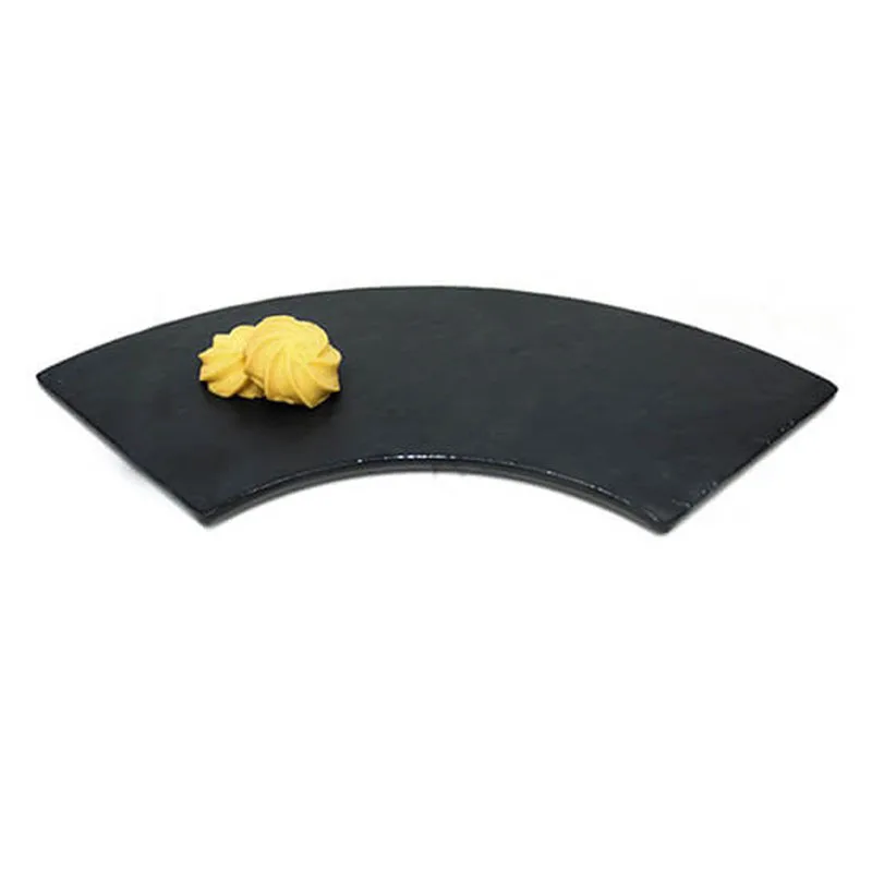 Biradlı BRD-16906 Tarako Eğik Sunum Tabağı, 35.5x13x1.2 cm, Siyah