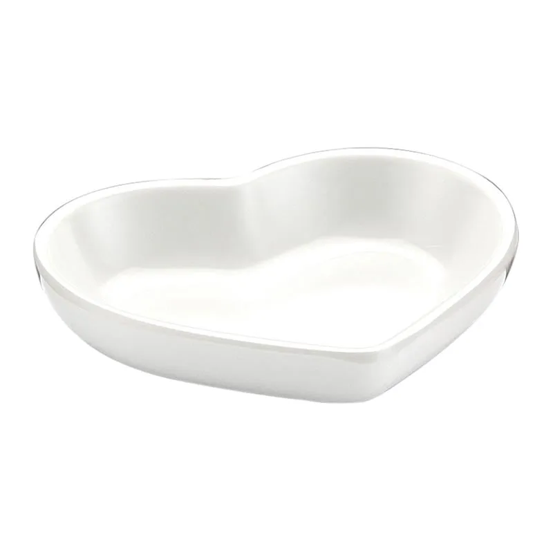 Biradlı BRD-517604 Minimal Melamin Kalpli Sunum Tabağı, 8x7x1.5 cm, Beyaz