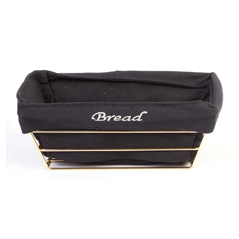 Biradlı BRD-HW182-A Bezli Dikdörtgen Ekmek Sepeti, 22x16x7.5 cm, Altın