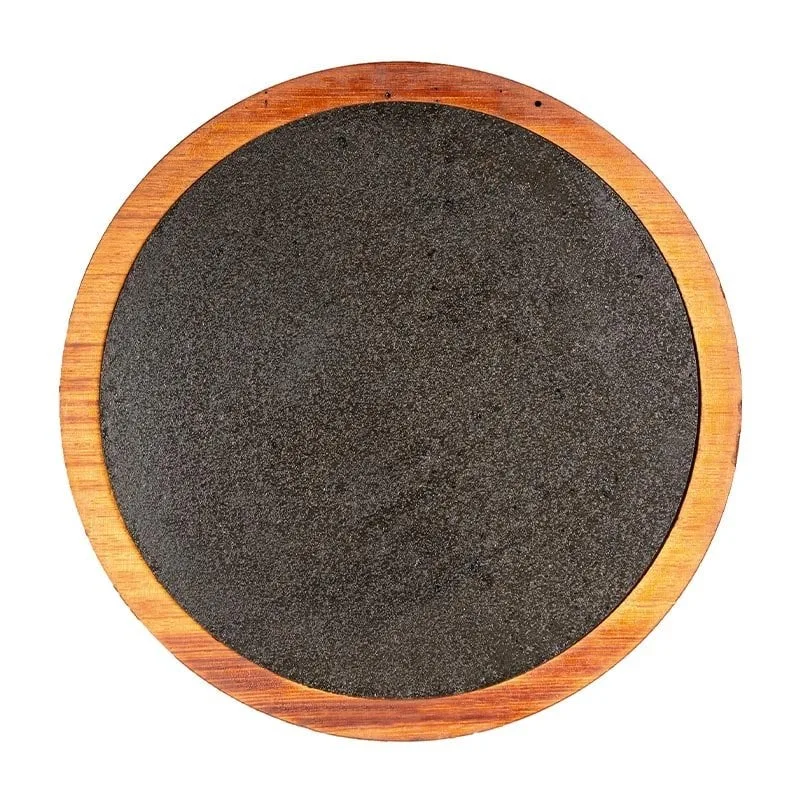 Biradlı GRV-1851 Yuvarlak Bazaltlı Steak Ahşap Sunum Tahtası, 32.5 cm