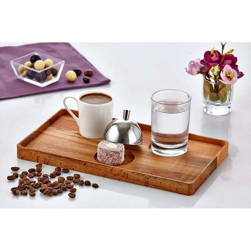 Groovy Ahşap StandlıTürk Kahve Servis Takımı Dikdörtgen, 22,5x14,5x2 cm