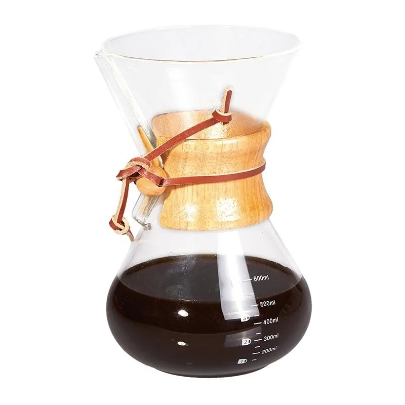 Biradlı GRV-312 Pour Over Chemex Ahşap Tutacaklı Kahve Demleyici, 600 ml