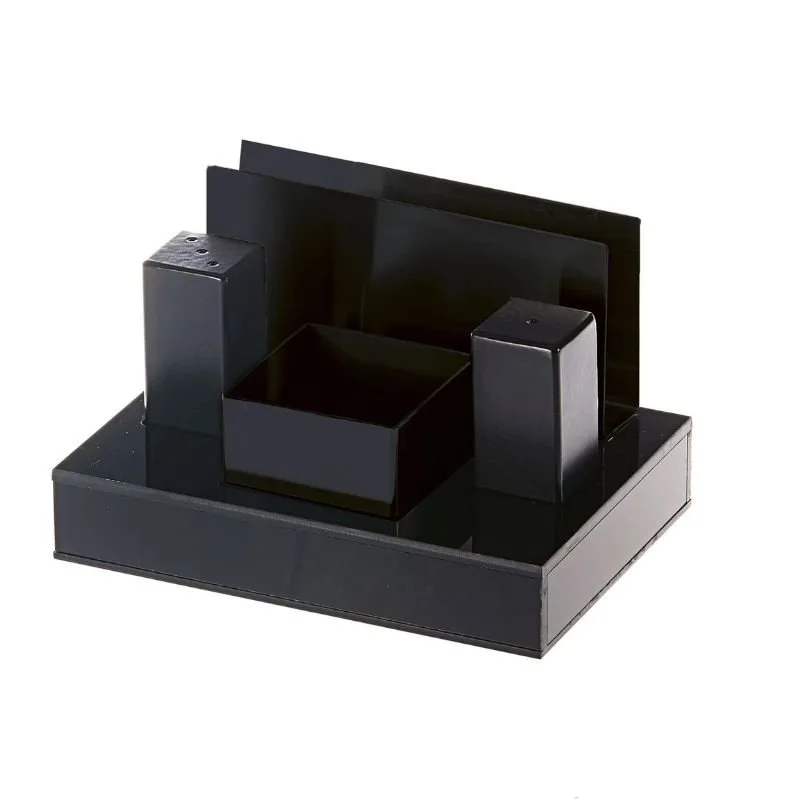 Biradlı GRV-67 Pleksi Standlı Kare Tuzluk Takımı, 4'lü
