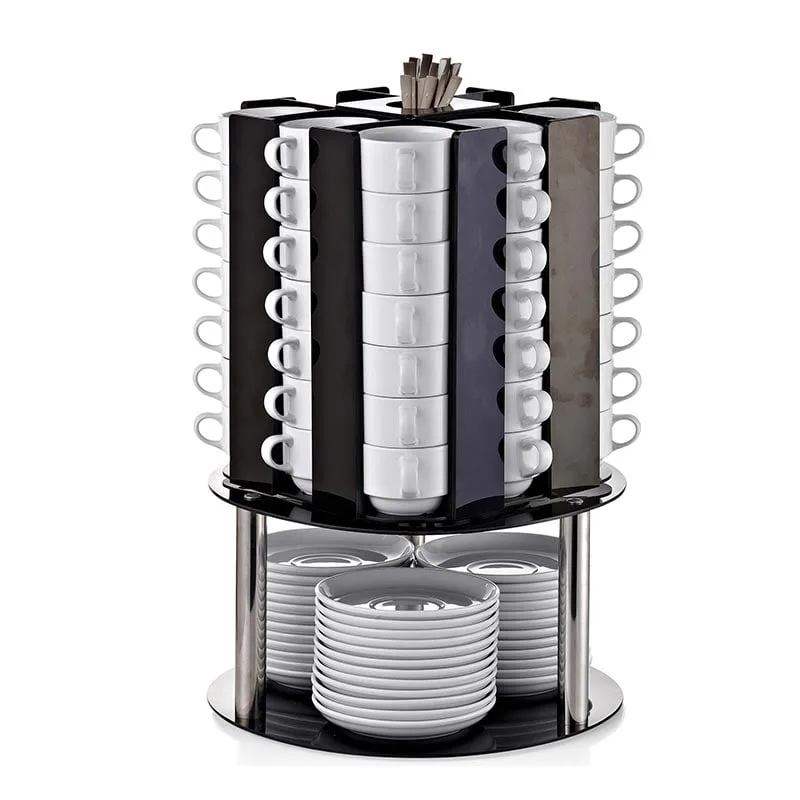 Biradlı GRV-FS-01 Tabaklı Döner Fincan Standı, 56 Fincan Kapasiteli