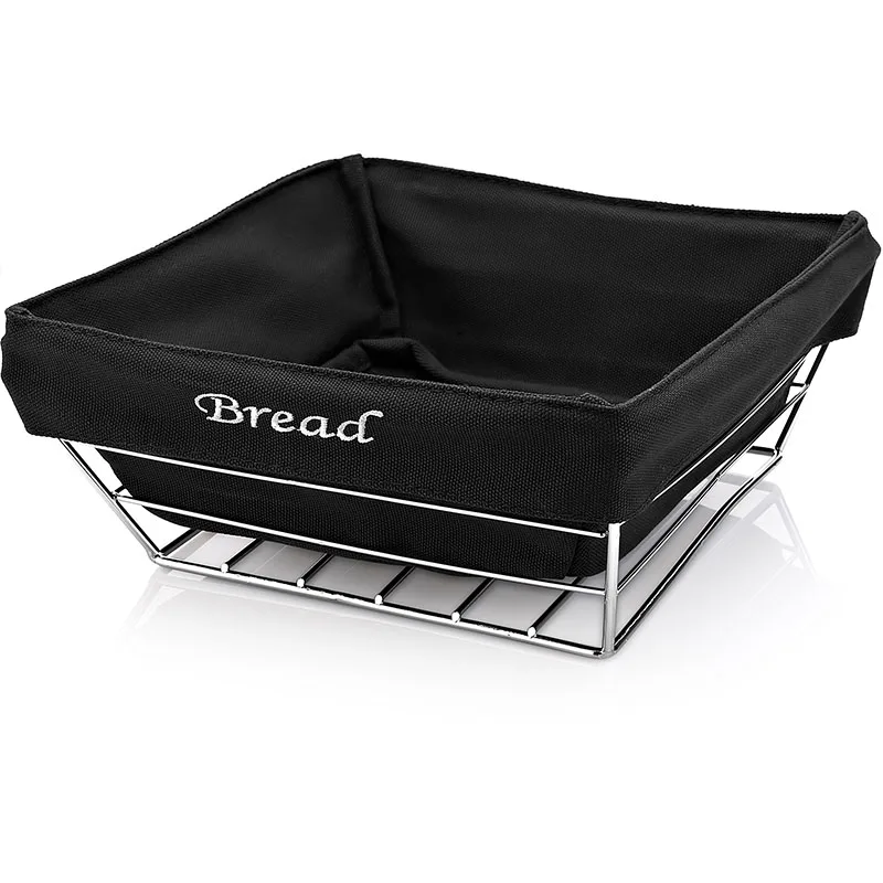 Biradlı HW-180B Kare Bezli Ekmek Sepeti, 22x22 cm