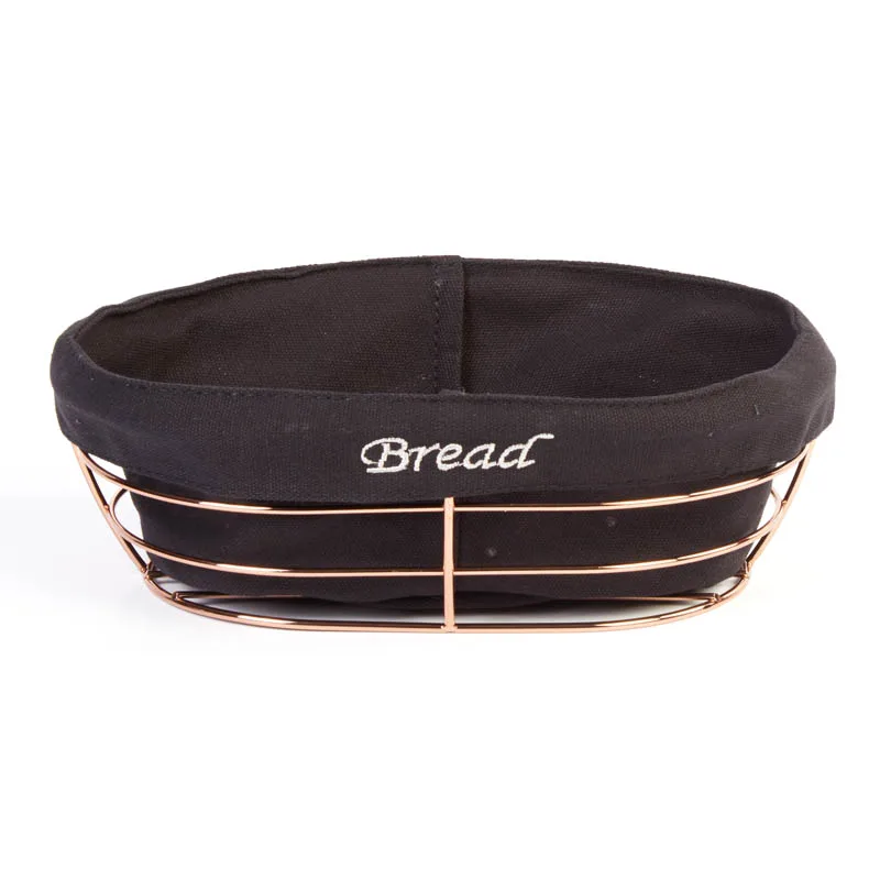 Biradlı BRD-HW186B Oval Bezli Ekmek Sepeti, 26x17 cm, Bakır