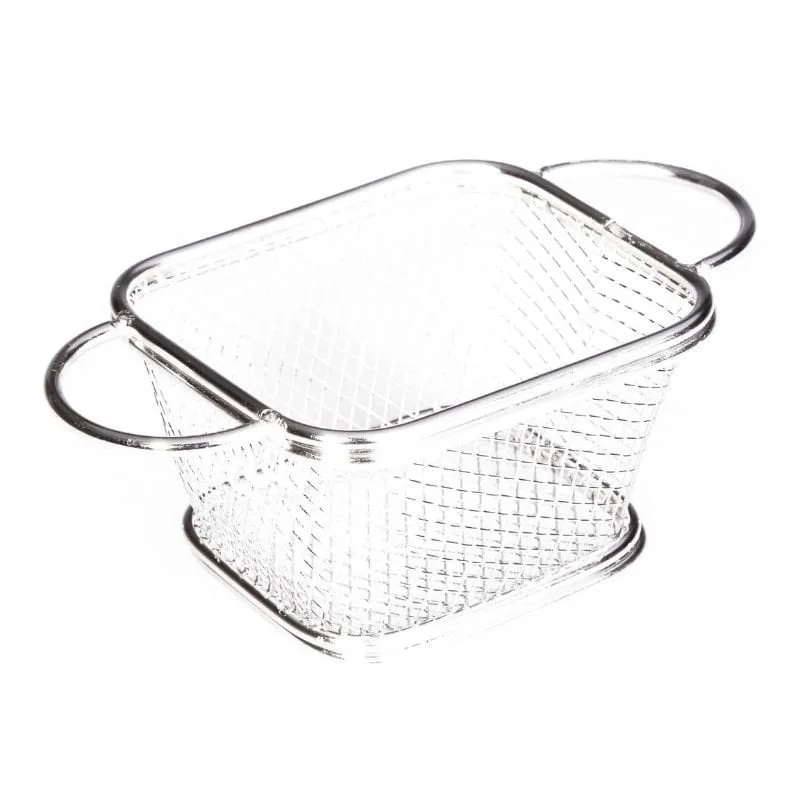 Biradlı ST-05 Çift Kulplu Dikdörtgen Patates Sunum Sepeti, 10x8.5x6.5 cm