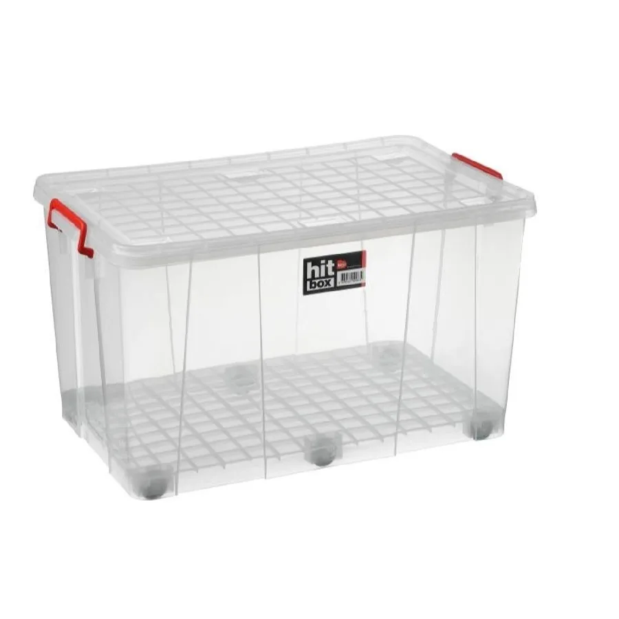 Bora Plastik Hit Box Tekerlekli Kasa, 79 L, Şeffaf