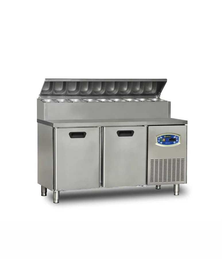 Dampak 2 Kapılı Tezgah Tip Buzdolabı Pizza Hazırlık Tablalı 150x70 Cm 290 L