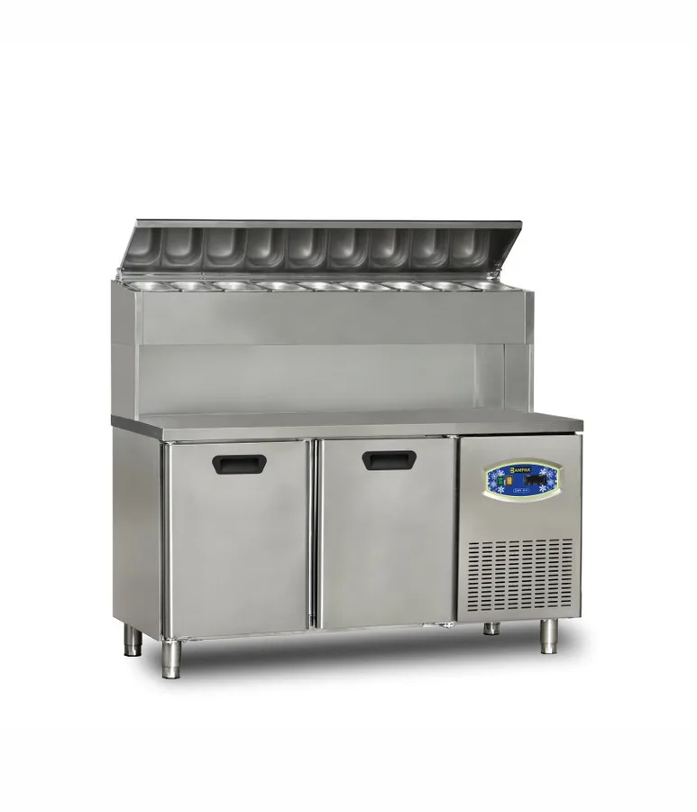 Dampak 2 Kapılı Tezgah Tip Buzdolabı Pizza Hazırlık Tablalı Yüksek Model 150x70 Cm 290 L
