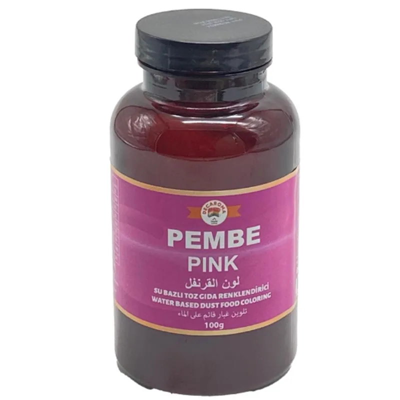 Decaroma Su Bazlı Toz Gıda Boyası, Pembe, 100 gr