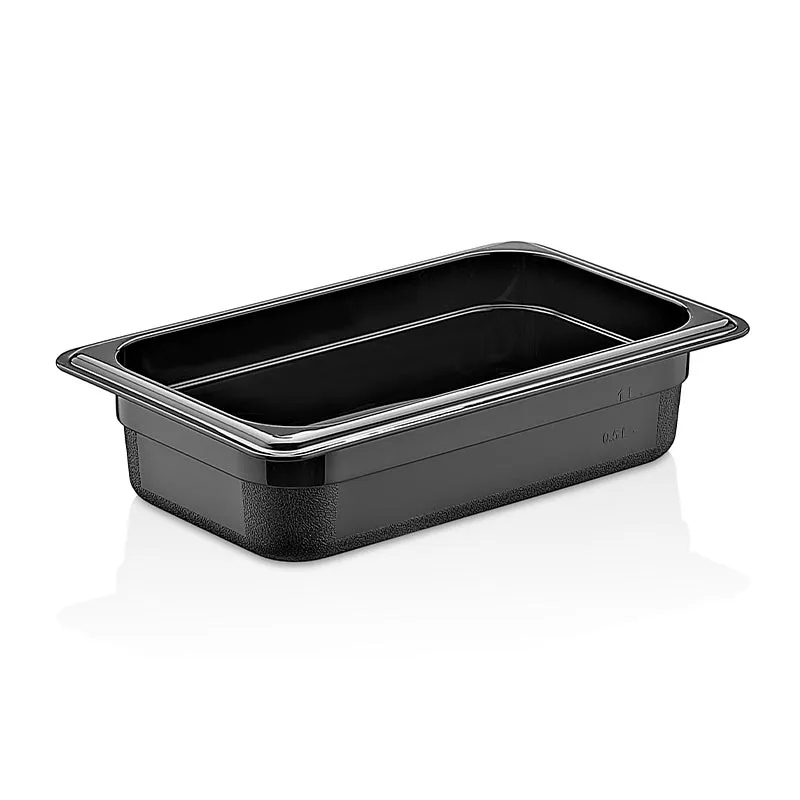 GastroPlast GN1/4-65 mm Polipropilen Gastronorm Küvet, Siyah