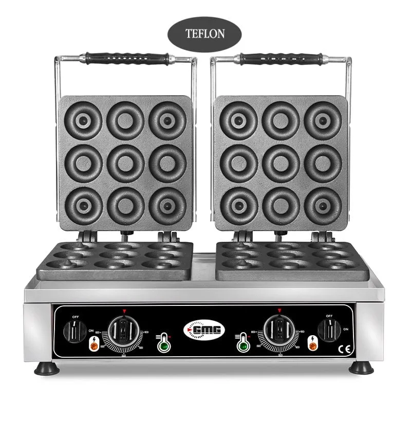Gmg KGW 29 Donut Waffle Makinesi, Çiftli, Sabit Plakalı, Teflon Kaplamalı