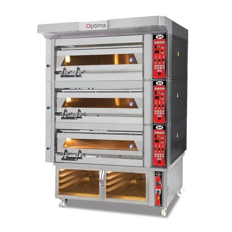 Gmg Optima PB3M-128 Elektrikli Pasta Börek Fırını, 3 Katlı, Mayalama Kabinli, 124x84x18 cm x 3