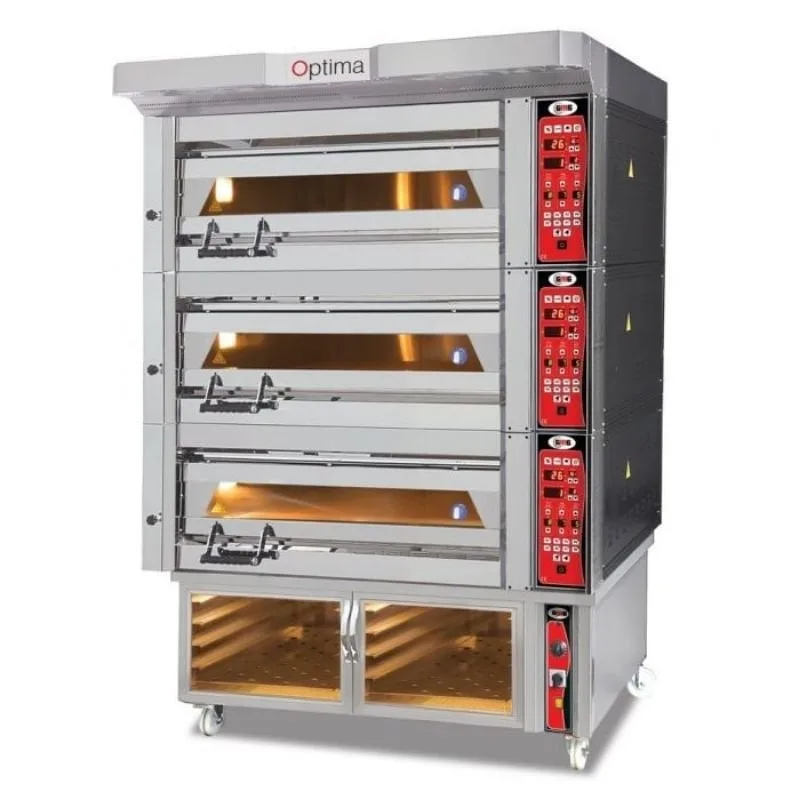 Gmg Optima PB3M-84 Elektrikli Pasta Börek Fırını, 3 Katlı, Mayalama Kabinli, 84x84x18 cm x 3