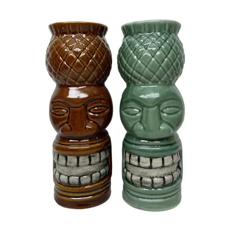 Biradlı GRV-20230 Seramik Tiki Kokteyl Bardağı, 7x21 cm, 550 cc