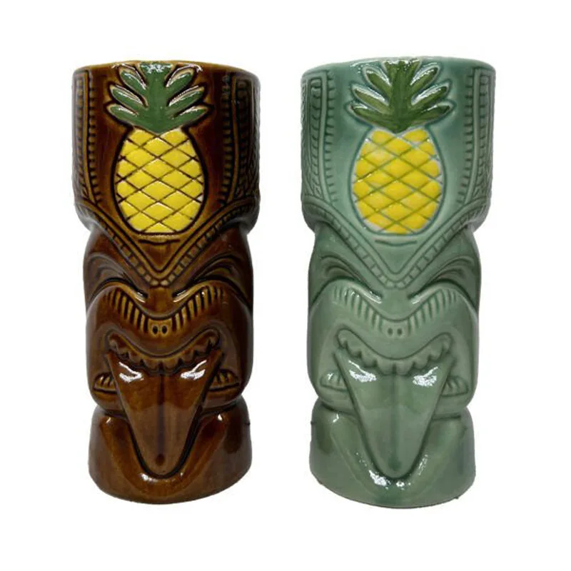Biradlı GRV-20231 Seramik Tiki Kokteyl Bardağı, 8x18cm, 550 cc