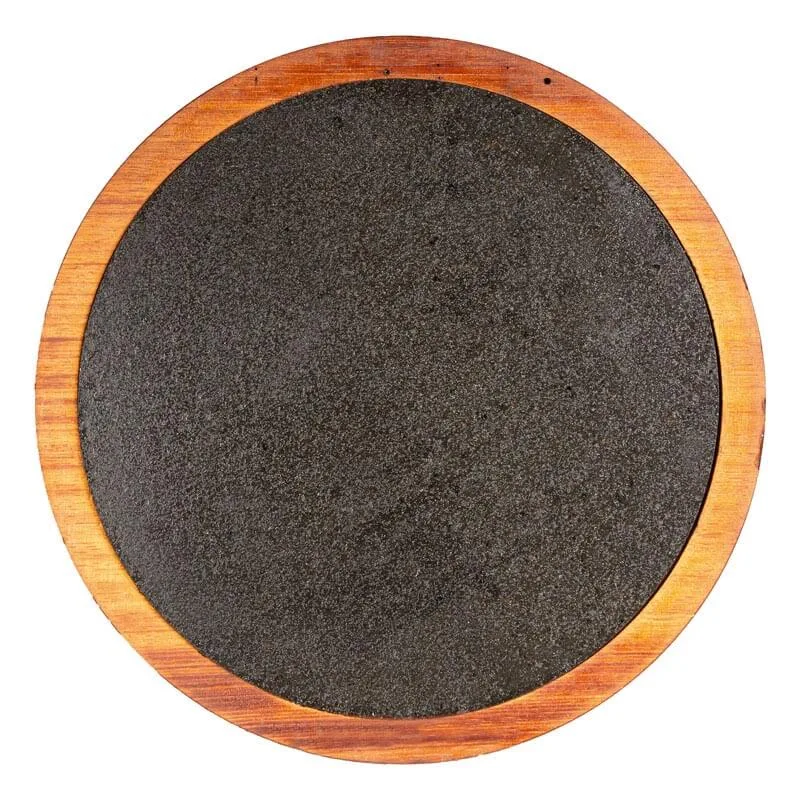 Biradlı GRV-1852 Yuvarlak Bazaltlı Steak Ahşap Sunum Tahtası, Bazaltlı, 30.5 cm