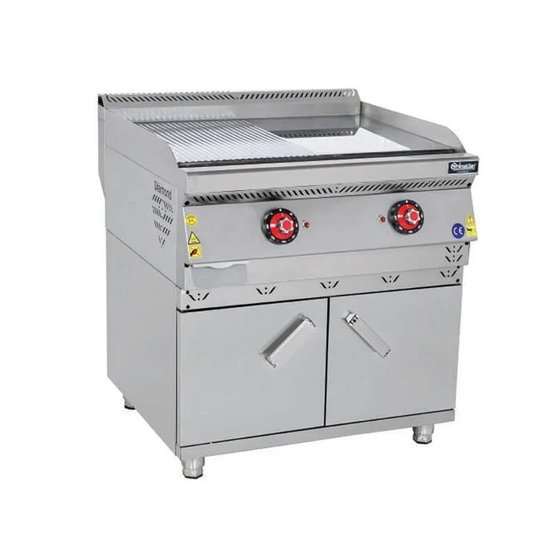 Himaksan Pleyt Izgara Yarı Oluklu Elektrikli Dolaplı, 380V 80x70x85 Cm HMK-DIEN 878