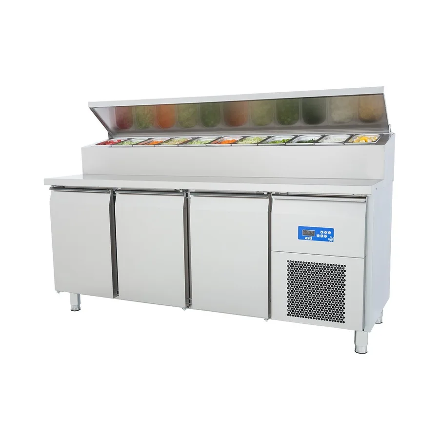 Öztiryakiler 3 Kapılı Tezgah Tip Buzdolabı Pizza Hazırlık Tablalı 188x70 Cm 457 Lt