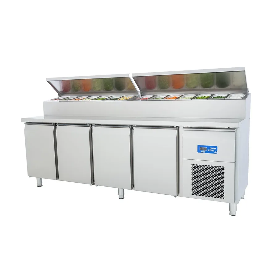 Öztiryakiler Dört Inox Kapılı Buzdolabı Pizza Hazırlık Tablalı, Tag 470 Ntv, 240x70 cm