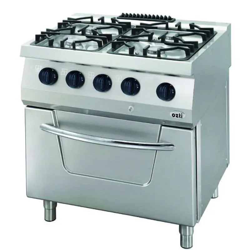 Öztiryakiler 700 Seri Kuzine Fırınlı Gazlı 4 Açık Ateş 80*70*85 (LP)-2x6kW+2x7,5kW+7kW Fırın Gazlı
