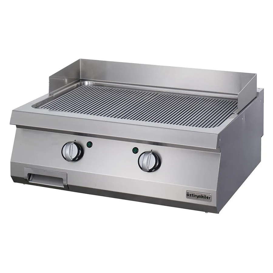 Öztiryakiler 700 Seri, OGE 8070 N C Grill Plate, Oluklu, Elektrikli, 80x70 cm, Sert Krom K, 6644
