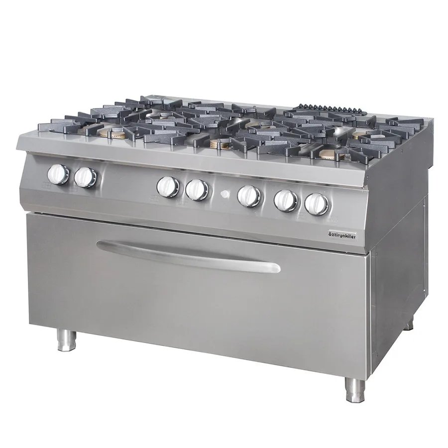 Öztiryakiler 900 Seri Kuzine, Büyük Fırınlı, Gazlı, 6 Açık Ateş 120x90x85