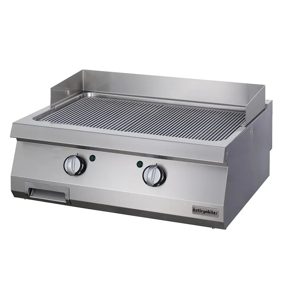 Öztiryakiler 900 Seri Set Üstü Grill Plate Oluklu Elektrikli 80*90*30-Sert Krom Kaplı
