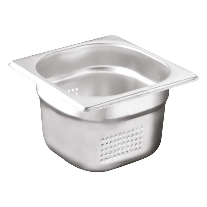 Öztiryakiler Gastronorm Küvet, Delikli, Standart, GN 1/6, 17.6x16.2x15cm