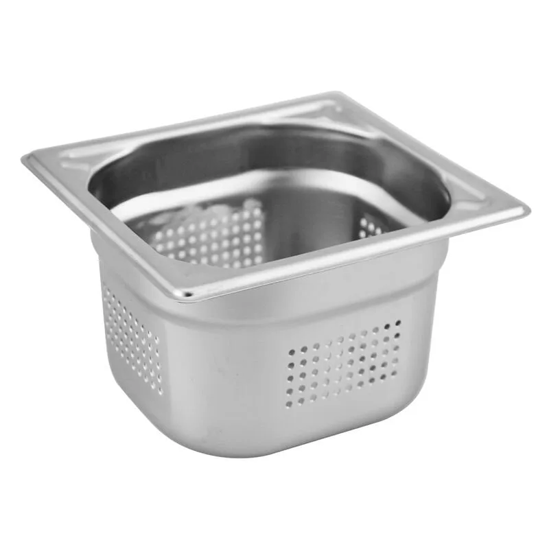 Öztiryakiler Delikli Gastronorm Küvet, Köşe Desenli GNP 1/6x65, 16x17x6,5 cm