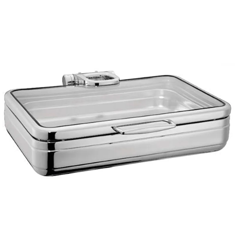 Öztiryakiler Lux Chafing Dish, Hidrolik Cam Kapaklı, Dikdörtgen, Gn 1/1, 9 lt