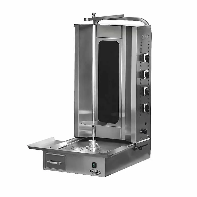 Pimak 4 Radyanlı Alttan Motorlu Camlı Döner Ocağı, Elektrikli MO77-4E
