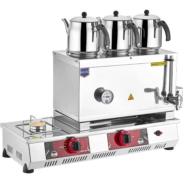 Remta N13(E) 55 Model Çay Ocağı, Doğalgazlı ve Elektrikli, 3 Demlikli, 34 Litre Kapasiteli