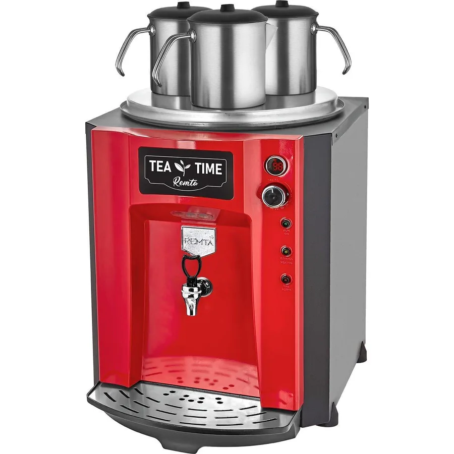 Remta DE10P Premium Jumbo Çay Makinesi, 3 Demlikli, 40 L, Elektrikli, Gri