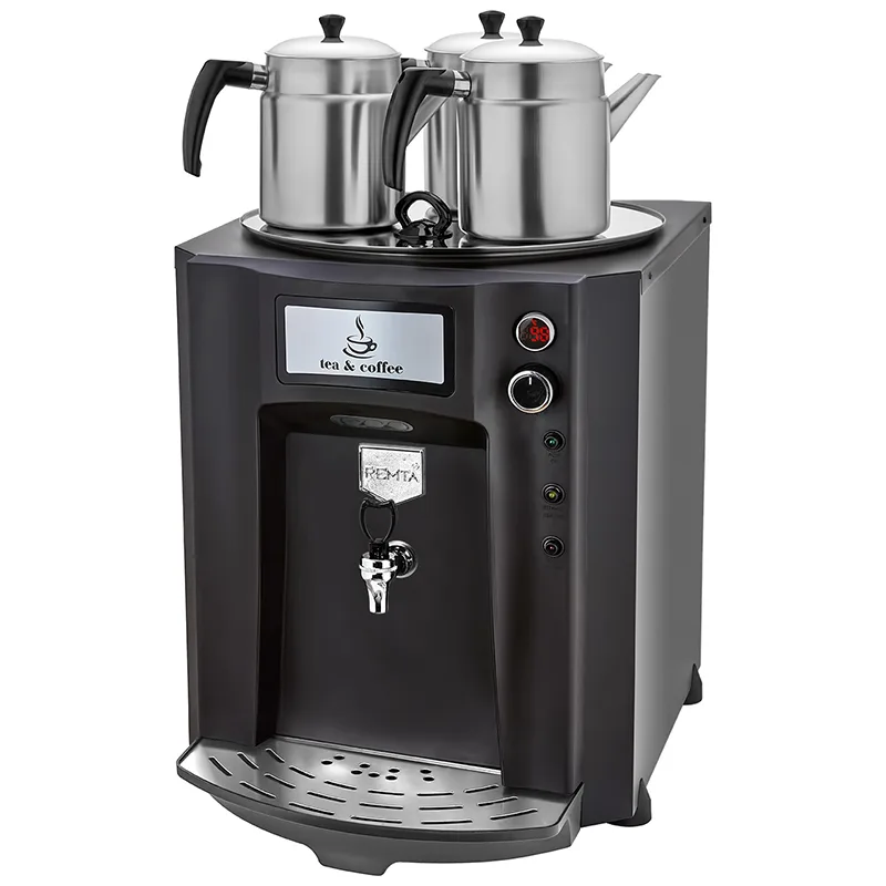 Remta DE10P Premium Jumbo Çay Makinesi, Elektrikli, 3 Demlikli, 40 Litre Kapasiteli, Siyah