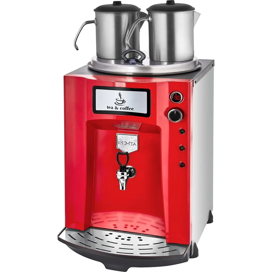 Remta DE11P Premium Jumbo Çay Makinesi, Elektrikli, 3 Demlikli, 23 lt, Kırmızı