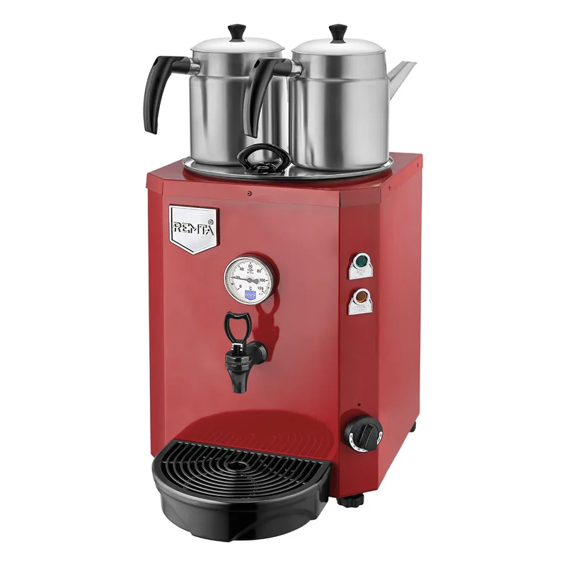 Remta DE12 Jumbo Çay Makinesi, Elektrikli, 2 Demlikli, 15 Litre Kapasiteli, Kırmızı