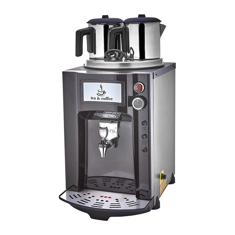 Remta DE12P Premium Jumbo Çay Makinesi, Elektrikli, 2 Demlikli, 15 Litre Kapasiteli , Siyah
