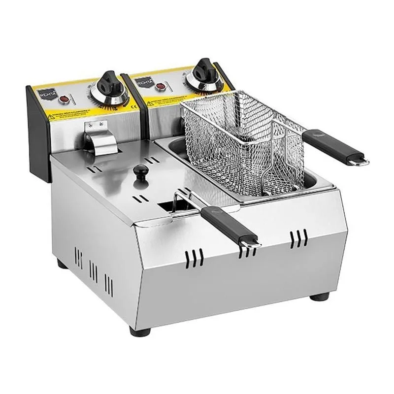 Remta R92 Elektrikli Fritöz, Çiftli, Kapaklı, 3+3 Litre Kapasiteli, 13x21x12 cm Sepet Ölçülü