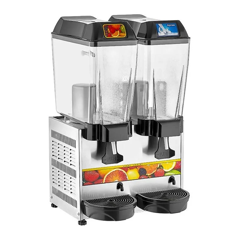 Remta ST13 Çiftli Şerbet ve Ayran Soğutma Makinesi, 1 Fıskiyeli 1 Karıştırıcılı, 20+20 Litre Kapasiteli, Silver
