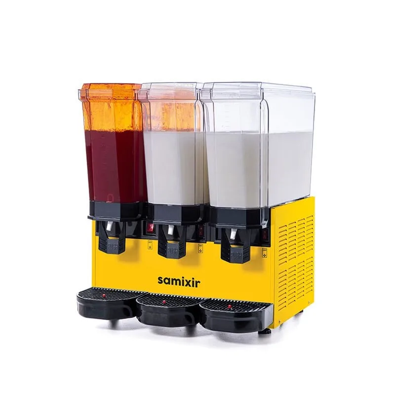 Samixir 60.SMMY Triple Klasik Fıskiyeli Karıştırıcılı ve Karıştırıcılı Soğuk İçecek Dispenseri, 20+20+20 L, Sarı
