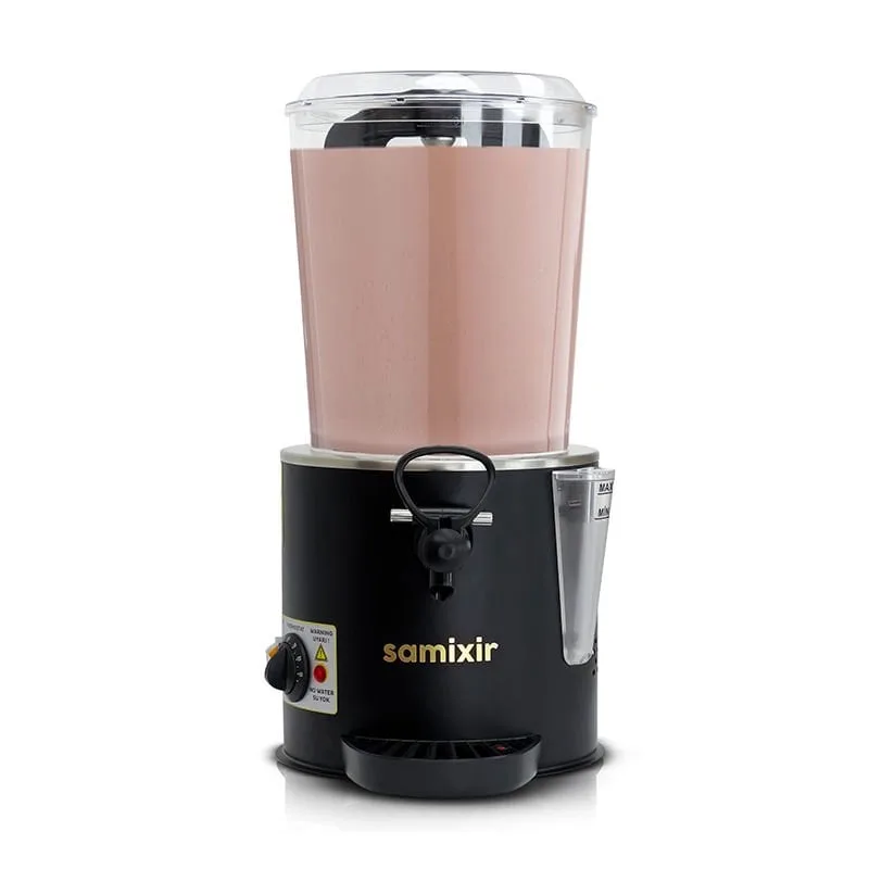 Samixir SC10.AB Panoramik Sıcak Çikolata ve Salep Makinesi – 10 Litre, Karıştırıcılı, Siyah