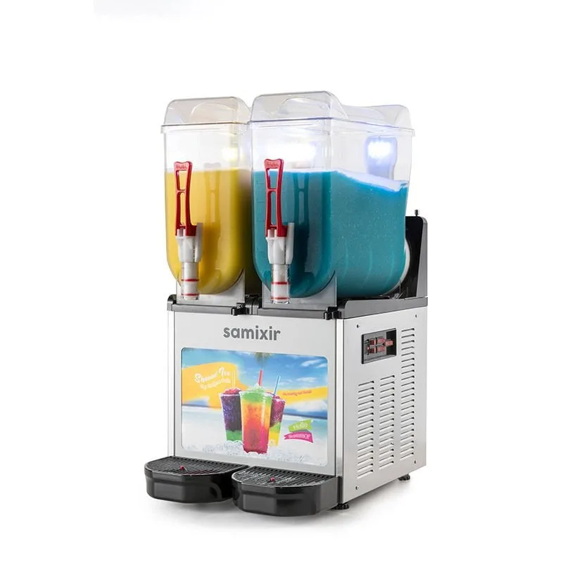 Samixir SLUSH24 Allure Twin Ice Slush Granita Milkshake ve Soğuk Meyve Suyu Dispenseri, 12+12 L, Inox